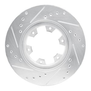 Nissan Pickup Hardbody Brake Rotor (1) - Front Right - R1 Concepts - Drilled & Slotted - Silver - `85-`02